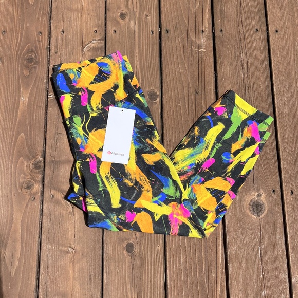 Lululemon Wunder Train HR Crop Undertone Black Multi Size 12 - Picture 1 of 6